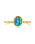 Australian Opal Doublet Beaded Shank Ring