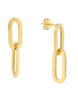 Double Flat Oval Link Long Earrings
