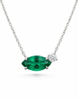 Marquise Emerald and Diamond Offset Necklace