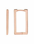Geometric shape rectangle hoop earrings 14k rose gold