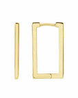 Geometric shape rectangle hoop earrings 14k yellow gold