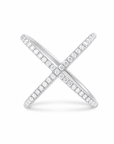 White Gold Diamond X Ring