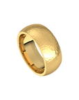 mens comfort fit half round ring satin hammer finish 8mm yellow gold