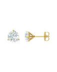Natural Diamond Round Stud 3 Prong Earrings