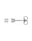 Natural Diamond Round Stud 4 Prong Earring Set