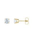 Natural Diamond Round Stud 4 Prong Earring Set