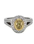 Oval Yellow Diamond Engagement Ring with Halo