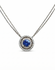 Tanzanite & Diamond Double Halo Necklace