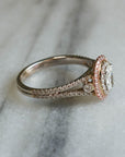 Oval Halo Pink Diamond Engagement Ring - Rings