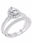 Pear Halo Diamond Ring - Rings