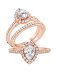 Pear Halo Diamond Ring - Rings