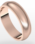 Milgrain Half Round Mens Ring - Rings
