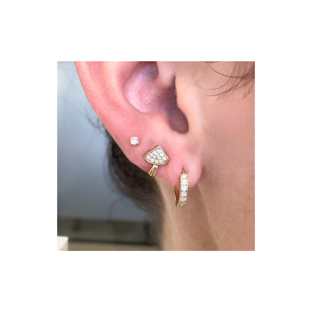 ear with diamond stud earring and accented jewelry