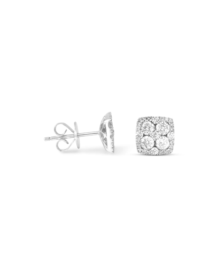 Square Cluster Diamond Earrings