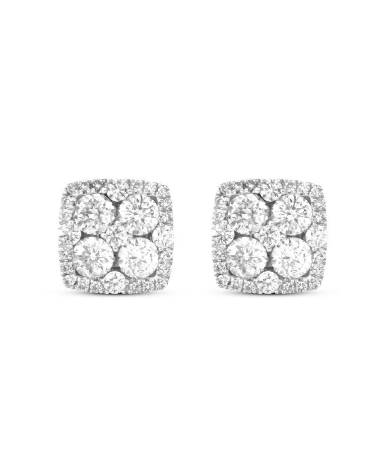 Square Cluster Diamond Earrings