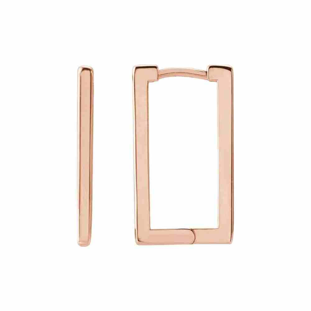 Geometric shape rectangle hoop earrings 14k rose gold