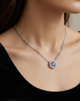 Tanzanite & Diamond Double Halo Necklace