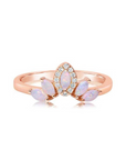 curved ring in rose gold with Australian opals and diamonds