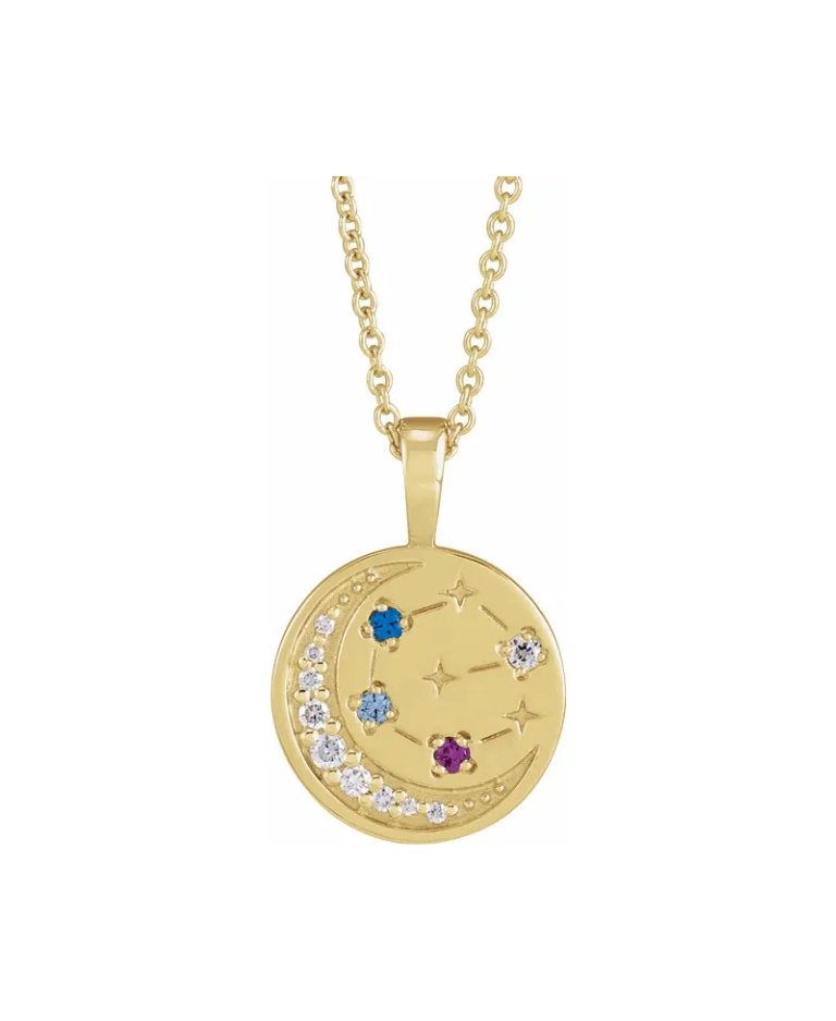 Celestial Moon &amp; Stars Charm Necklace