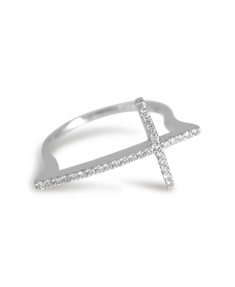 cross ring with diamonds