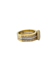 Cushion Halo Yellow Diamond Triple Band Two-toned Ring