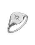 diamond star signet ring white gold