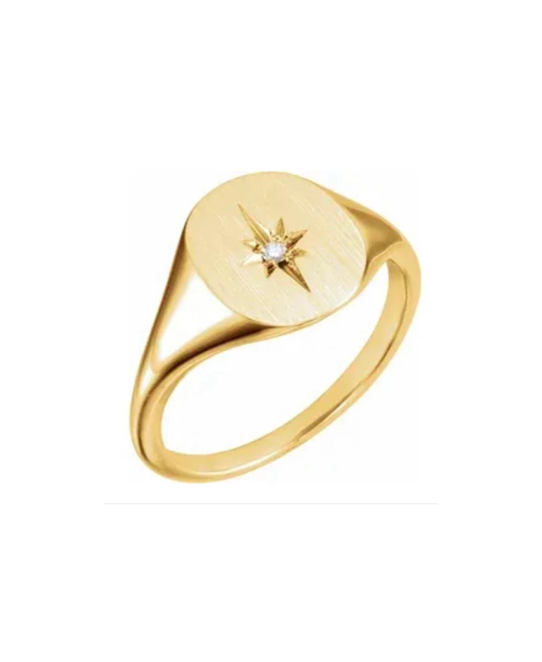 diamond star signet ring yellow gold