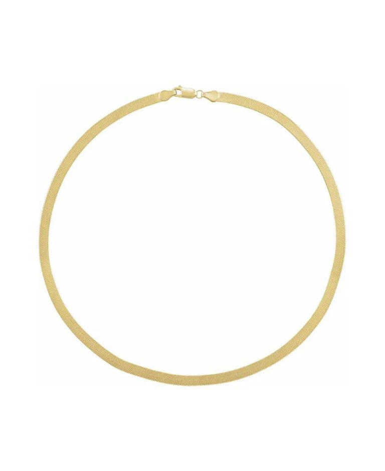 yellow gold herringbone style necklace