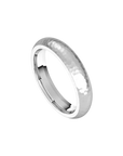 mens comfort fit half round ring satin hammer finish white gold, silver, or platinum color 4mm