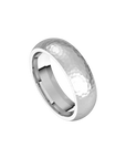 mens comfort fit half round ring satin hammer finish 6mm white gold, silver, or platinum color