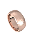 mens comfort fit half round ring satin hammer finish 8mm rose gold