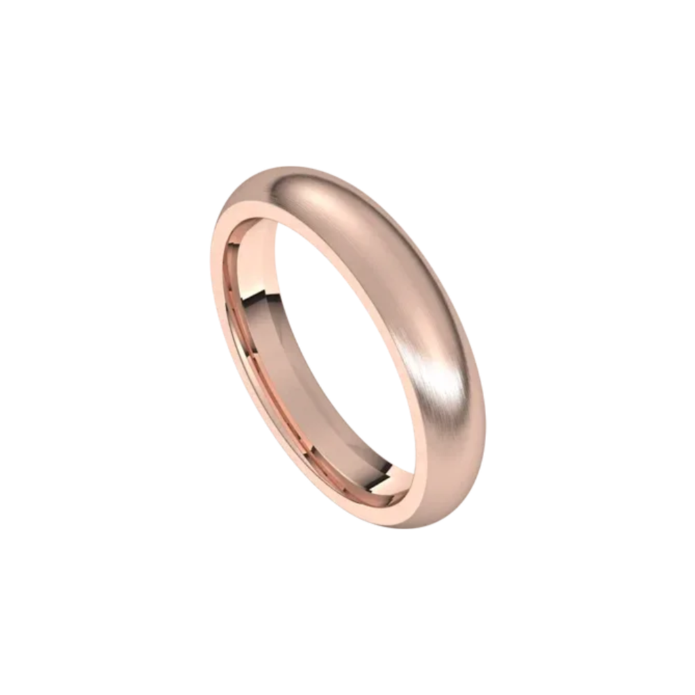 matte half round comfort fit ring 4mm rose gold