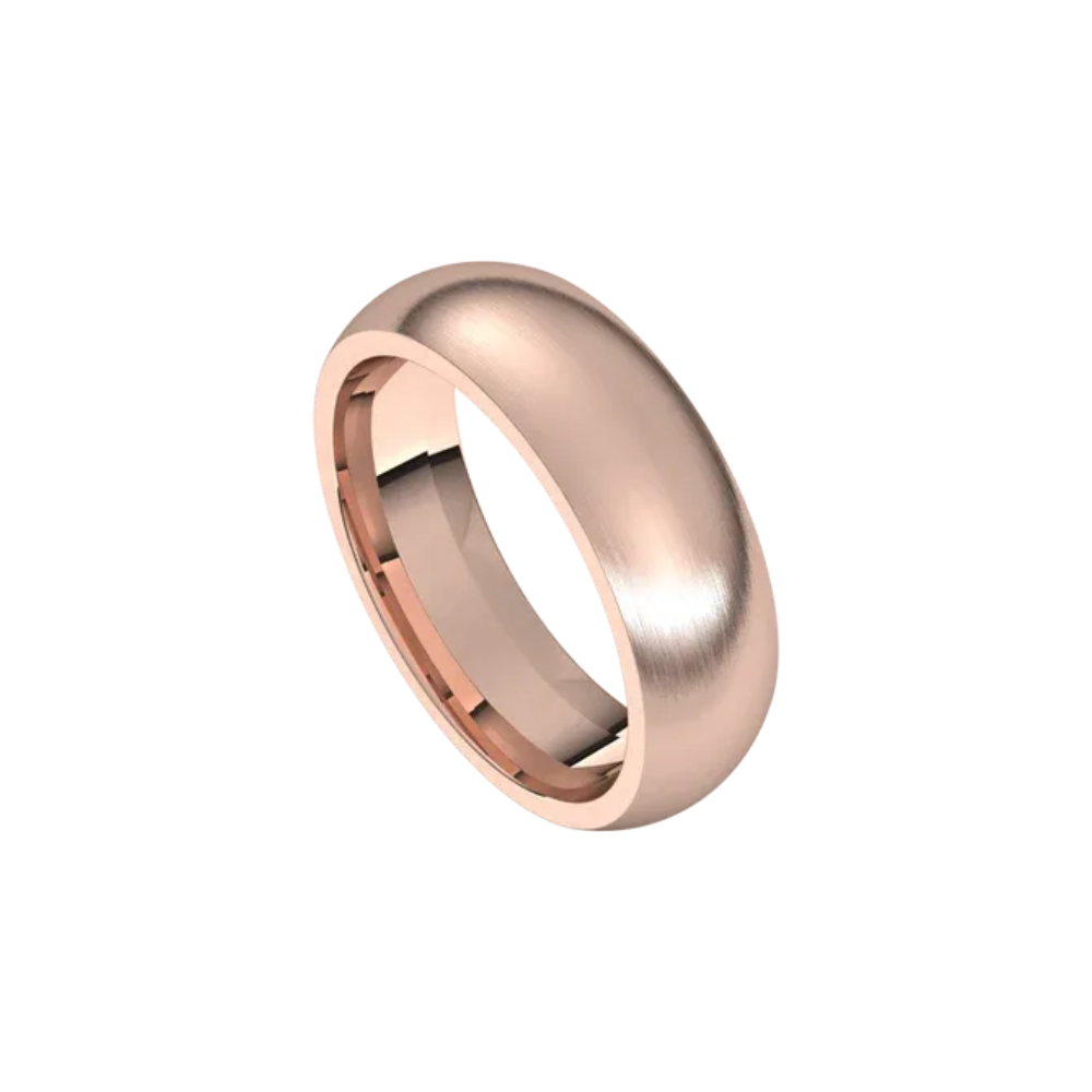 matte half round comfort fit ring 6mm rose gold