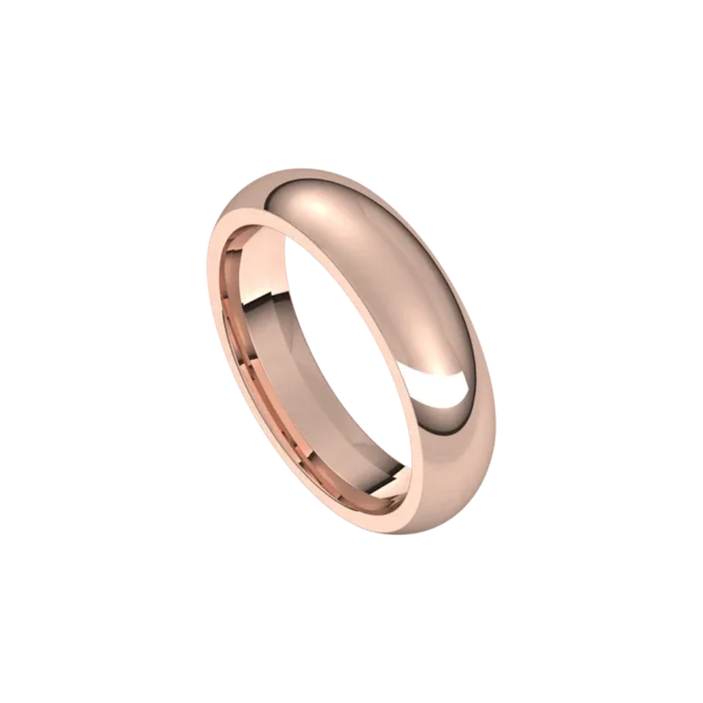 mens polished half round ring 5mm rose gold