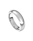 mens polished half round ring 5mm white gold, silver, platinum color