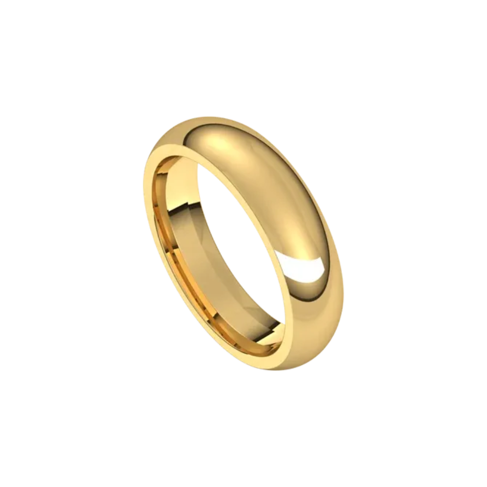 mens polished half round ring 5mm yellow gold