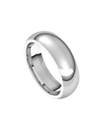 mens polished half round ring 6mm white gold, silver, platinum color