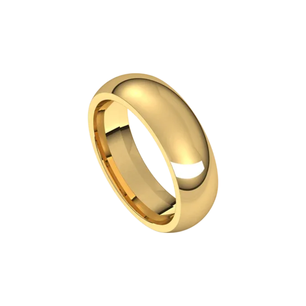 mens polished half round ring 6mm yellow gold