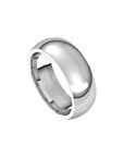 mens polished half round ring 7mm white gold, silver, platinum color