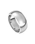 mens polished half round ring 8mm white gold, silver, platinum color