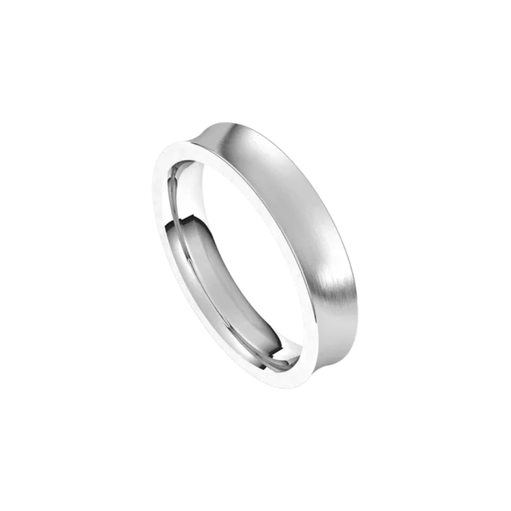 concave comfort fit ring matte 4mm white gold sterling silver platinum color