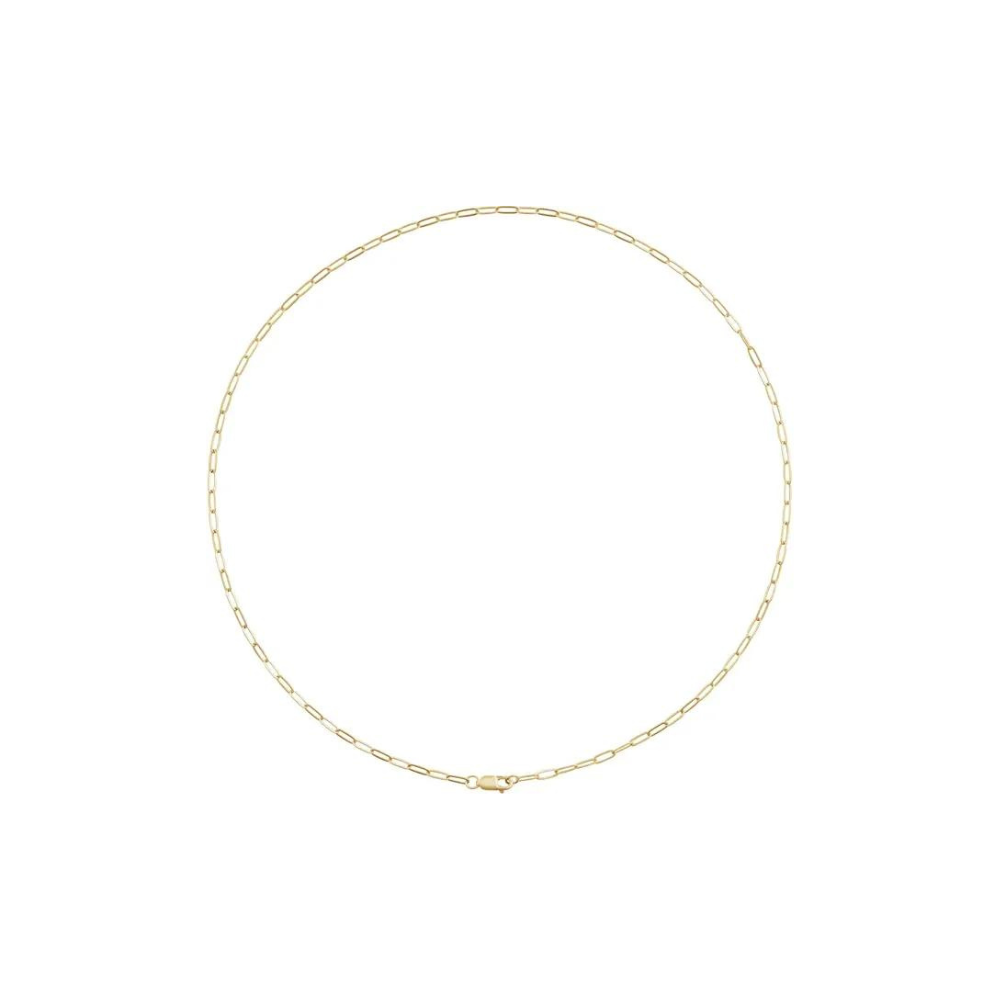 paperclip style chain 14k yellow gold full necklace