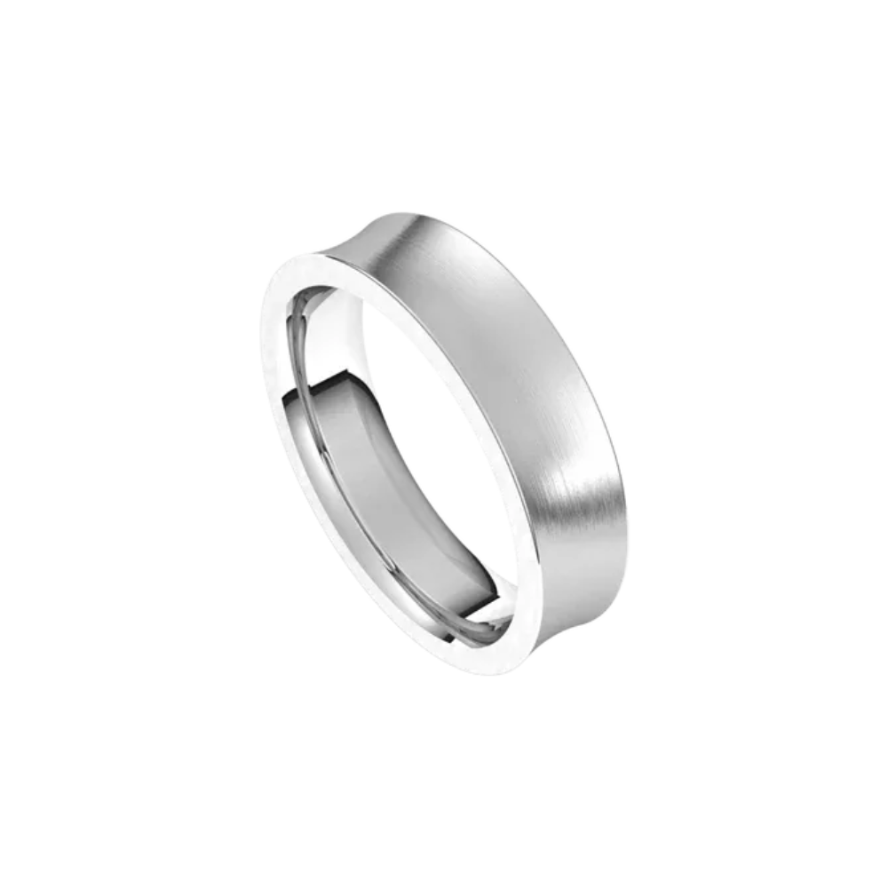 matte concave comfort fit ring 5mm sterling silver, white gold, or platinum color