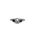 Rose Cut Black Diamond Three Stone Ring