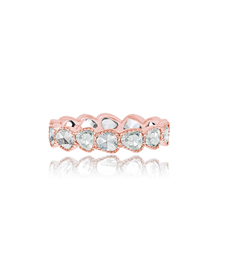 rose cut eternity ring with diamonds in rose gold