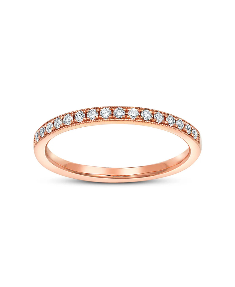 Rose Gold Milgrain Diamond Halfway Band