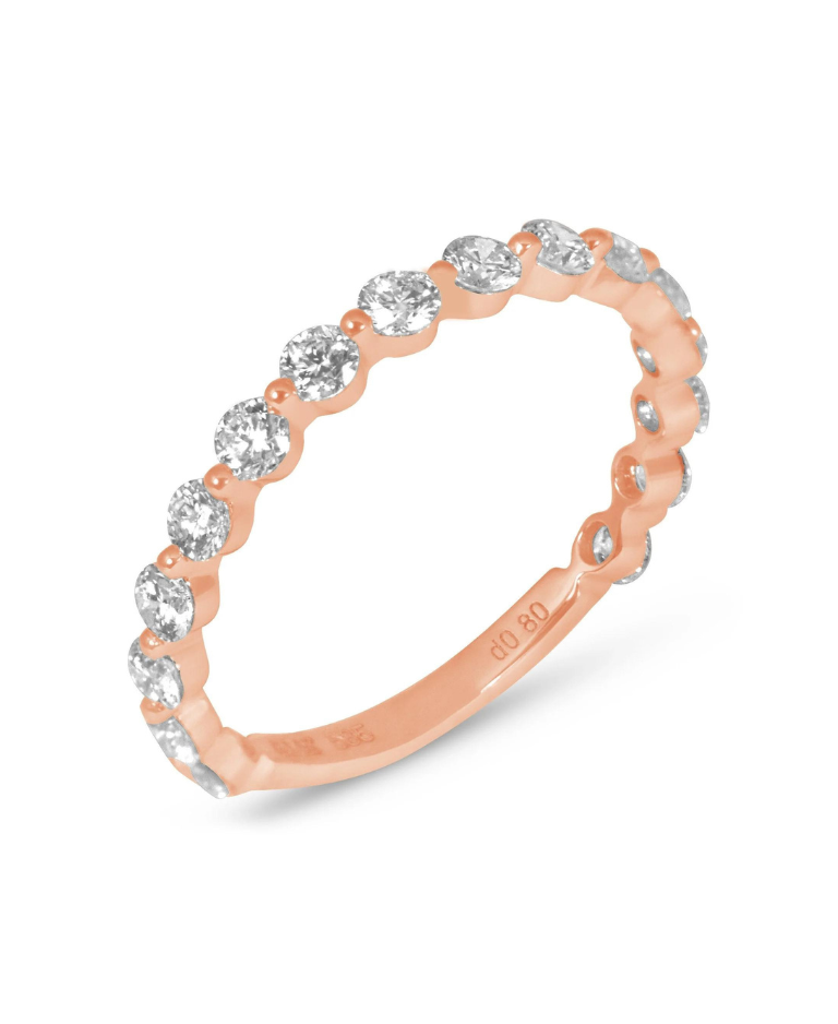 rose gold single shared prong ring