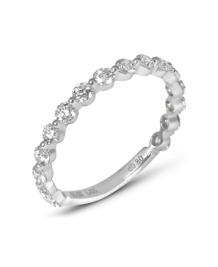 white gold single shared prong ring