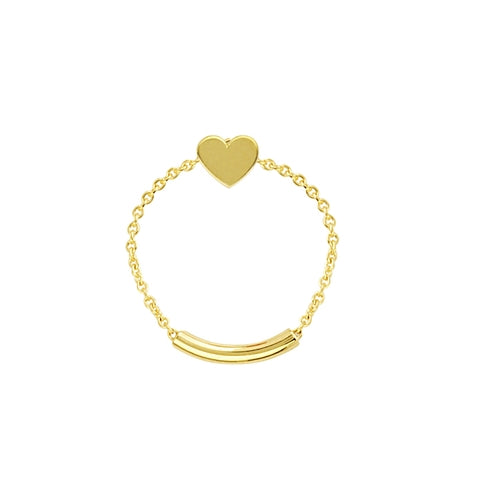 Heart Chain Ring - 