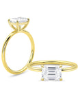 East West Emerald Solitaire Ring - Engagement Rings